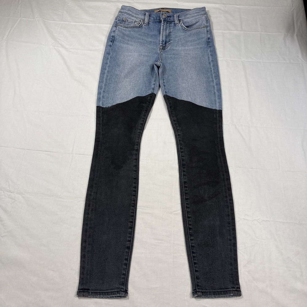 JEANS 26 7 For All Mankind Luxe VTG High Waist Skinny2Tone Color Block